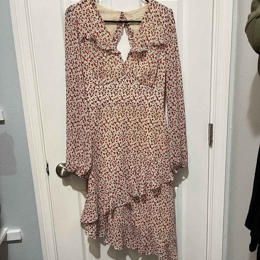 UO Caterina Chiffon Asymmetrical Ruffle Dress